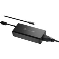 Black j5create 140W GaN PD3.1 USB-C charger with sleek design, UK plug, and USB-C cable attached.