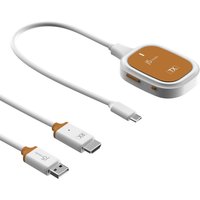 White and orange j5create ScreenCast FHD USB-C Wireless Display Extender with USB-C and HDMI connectors.