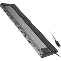 Sleek silver and black j5create USB4 docking station with multiple ports and attached USB-C cable