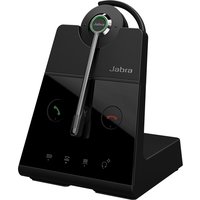 Black Jabra Engage 65 SE headset with sleek base, touch controls, and convertible earpiece.