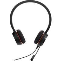 Black Jabra Evolve 20SE UC Stereo headset with padded ear cups, adjustable headband, and attached boom microphone.