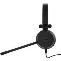 Black Jabra Evolve 30 II headset with headband, boom microphone, USB Type-C and USB Type-A connectors.