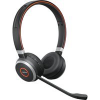 Black Jabra EVOLVE 65 MS Stereo headset with cushioned ear cups, adjustable headband, and boom microphone.
