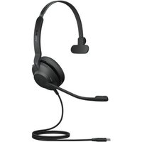 Black Jabra Evolve2 30 Mono USB-C headset with adjustable headband, single earcup, and flexible boom microphone.