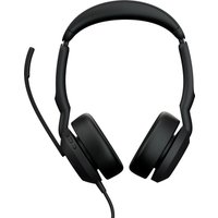 Black Jabra Evolve2 50 USB-A MS stereo headset with cushioned ear cups and adjustable boom microphone.