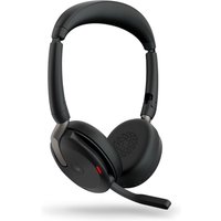 Black Jabra Evolve2 65 Flex wireless headset with cushioned ear cups and adjustable headband, featuring a boom mic.