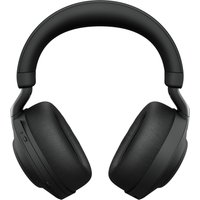 Black Jabra Evolve2 85 wireless over-ear headphones with cushioned ear cups and adjustable headband.