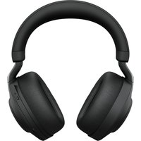 Black Jabra Evolve2 85 wireless over-ear headphones with cushioned ear cups and adjustable headband.