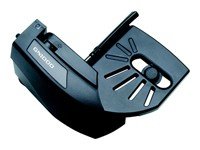 Black plastic handset lifter with a sleek design, featuring a button for activation and a small antenna, designed for use with Jabra headsets.