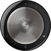 Black Jabra Speak 750 MS Teams speakerphone with circular design, perforated metal grille, and touch controls.