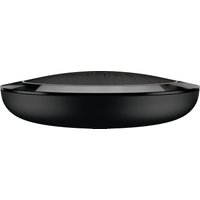 Black Jabra Speak 810 MS speakerphone with a sleek, rounded design and perforated speaker grille on top.
