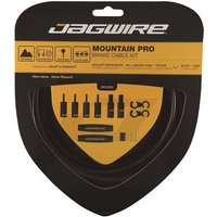 Jagwire Mountain Pro Brake Kit with black cables, gold ferrules, and black housing in a triangular package.