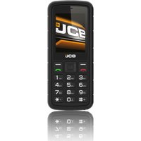 Black and orange JCB TP-2F mobile phone with 2.4-inch screen, numeric keypad, and rugged design.