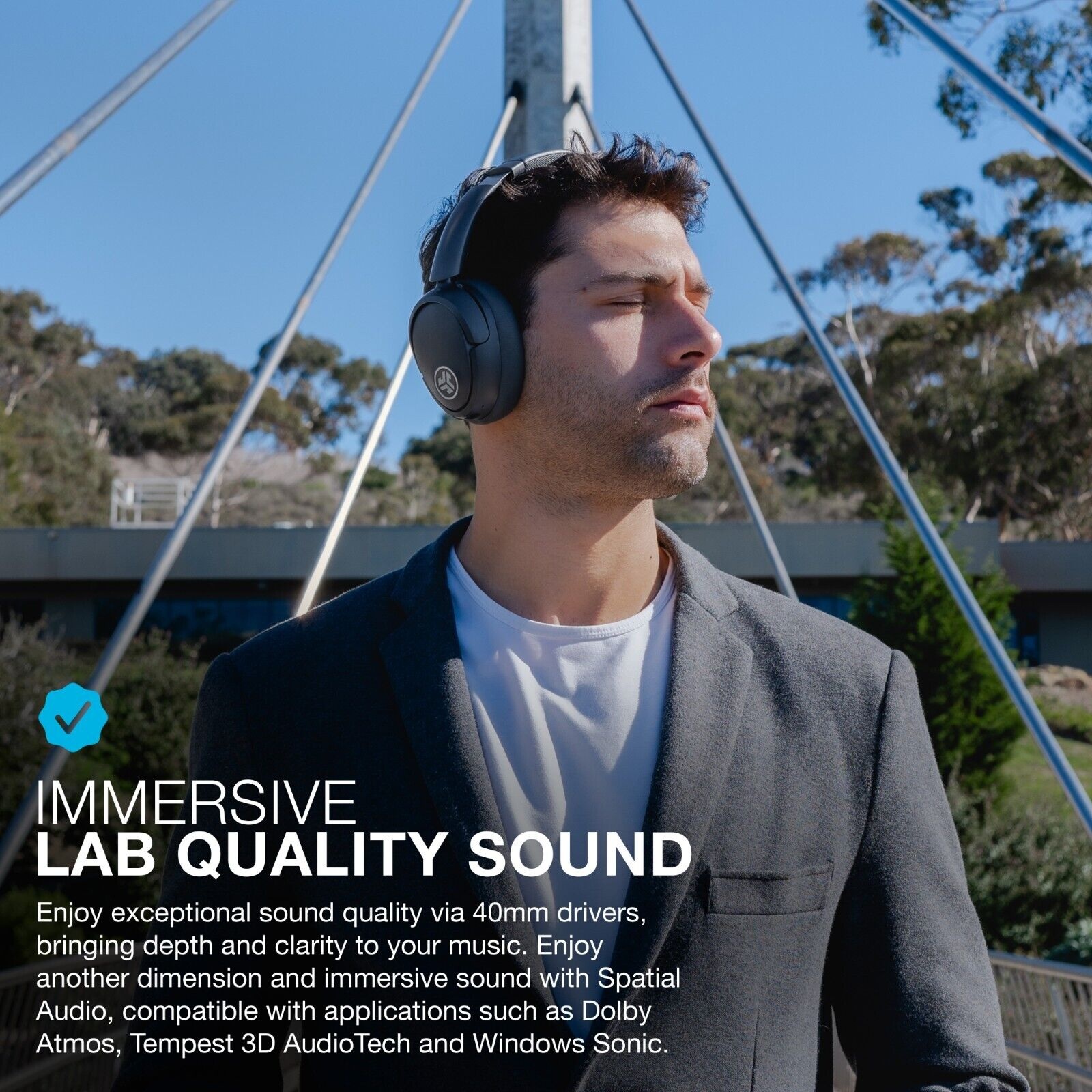 JLab Lux ANC Headset Wireless Head-band Music Bluetooth Graphite - image 5