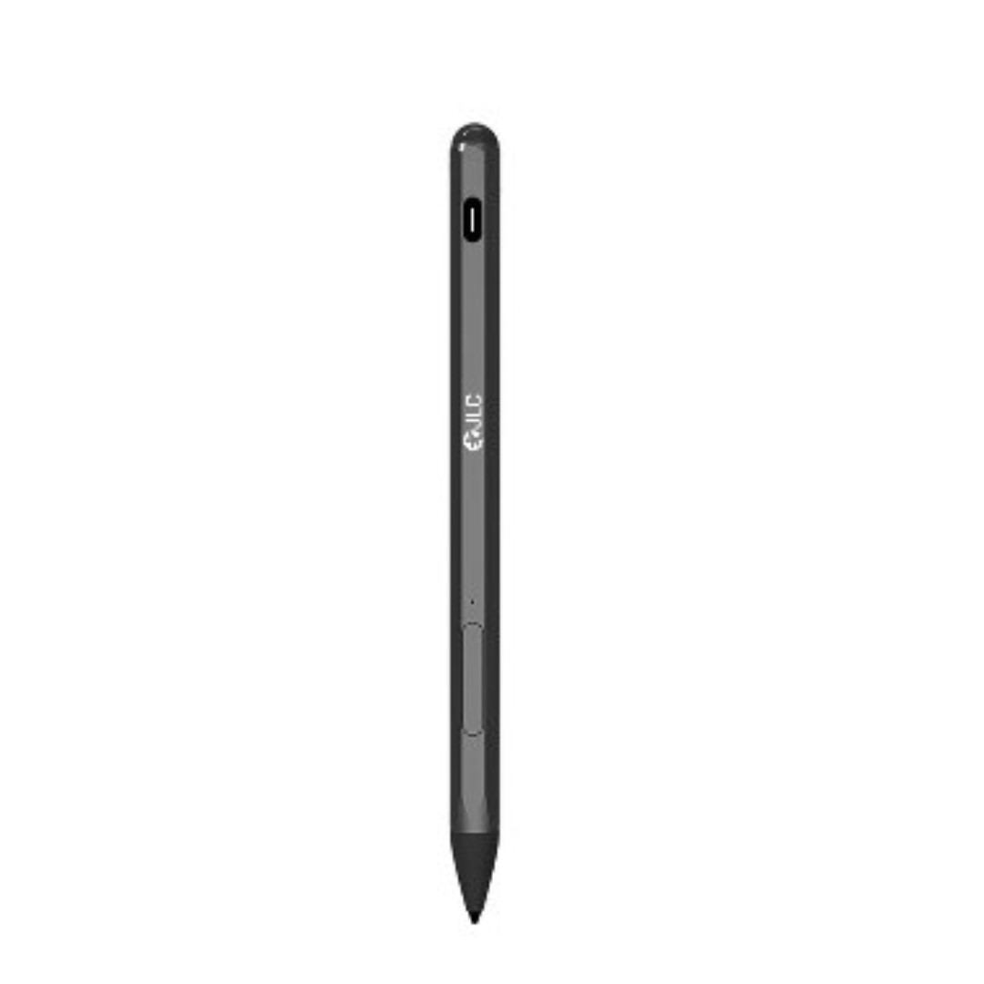 Black JLC S300 Stylus V2 for Microsoft Surface, featuring a sleek design, textured grip, side button, and a fine tip for precise writing and drawing.