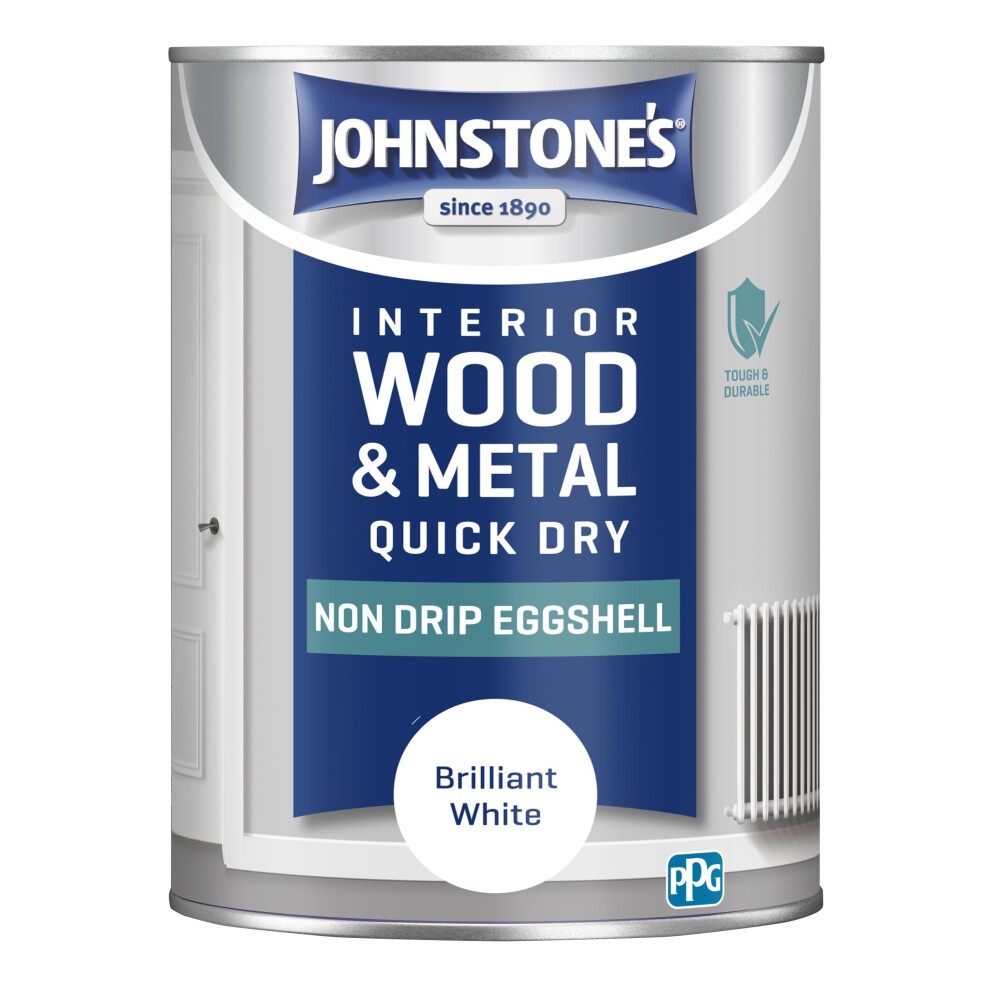 Johnstones Quick Dry White Interior Wood and Metal Eggshell Paint 1.25L - image 5