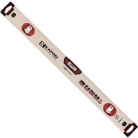 Red and white Kapro 705 Eagle Optivision spirit level with black end caps and central bubble vial.