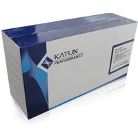 Katun 47428 yellow toner cartridge box, white with blue accents and Katun logo, compatible with HP 651A/CE342A.
