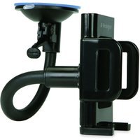 Black Kensington car mount with adjustable grip, flexible arm, and suction cup base for smartphones.