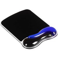 Kensington Duo Gel Mouse Pad Wrist Rest, black surface with blue gel wrist support and glossy finish.