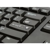 Black Kensington KB100 EQ wired full-size keyboard with water-resistant keys and white printed characters.