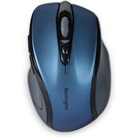 Sapphire blue Kensington wireless mouse, mid-size, with black accents and scroll wheel.