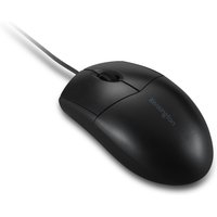 Black Kensington Pro Fit Wired Washable Mouse with two buttons and scroll wheel, sleek ergonomic design.