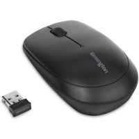 Black Kensington Pro Fit wireless mouse with scroll wheel, USB receiver, and ergonomic design.