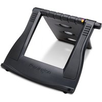 Black Kensington laptop cooling stand with adjustable height, vented platform, and SmartFit color-coded system.