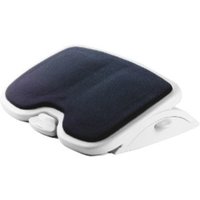 Black and white Kensington footrest with ergonomic design and adjustable height settings.