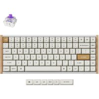 Keychron K2H-Q1-UK keyboard, white keys, gold accents, compact layout, wireless USB, RF, Bluetooth connectivity.