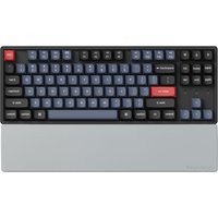 Keychron PR66 keyboard palm rest, gray with a black and blue key layout, featuring red escape and enter keys.