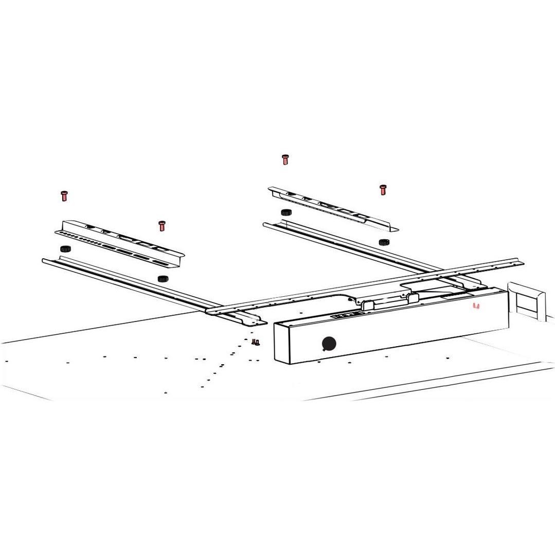 Kindermann Vesa support for KVB120, featuring metal brackets, screws, and mounting accessories, designed for secure monitor attachment.