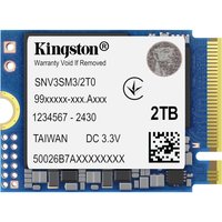 Kingston NV3 M.2 2230 NVMe SSD with blue circuit board, white label, and gold connector, 2TB capacity.