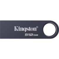 Dark nickel Kingston 512GB USB flash drive with keyring loop and sleek, minimalist design.