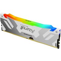 Kingston FURY 32GB DDR5 RAM with white heatsink, RGB lighting, and bold graphics.