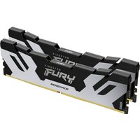 Black and silver Kingston FURY DDR5 RAM kit, 96GB, 6000MT/s, with sleek heat spreaders and bold branding.
