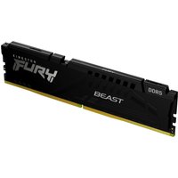 Black Kingston FURY Beast 16GB DDR5 RAM with 5600MT/s speed, sleek design, and white branding on heat spreader.