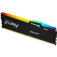 Black Kingston FURY Beast DDR5 RAM with RGB lighting and bold white logo.