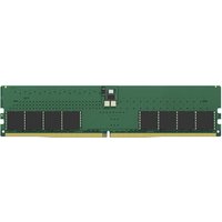 Green Kingston DDR5 memory module with black chips and gold connector edge.