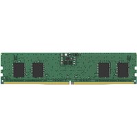 Green Kingston DDR5 memory module with black chips and gold connector edge.