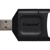 Black Kingston MobileLite Plus USB 3.2 Gen 1 card reader with compact design and visible USB connector.