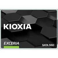 Kioxia Exceria 960 GB 2.5" SATA III SSD with black hexagonal pattern and white branding text.