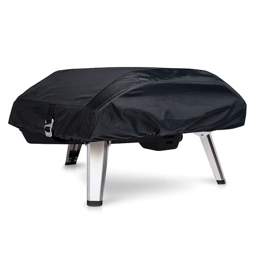 Black carry cover designed for the Ooni Koda 16, made from durable material with a secure fit and adjustable straps, featuring a sleek, modern design.
