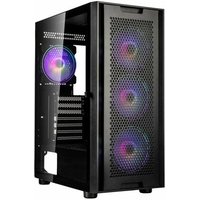 Black Kolink Observatory Duo Midi Tower with mesh front panel, tempered glass side, and RGB fans.