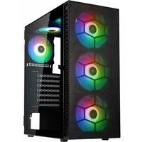 Black Kolink OBSERVATORY HF MB Midi Tower with RGB fans, tempered glass side panel, and honeycomb front design.