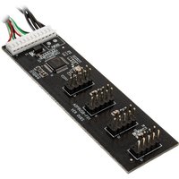Black Kolink USB 2.0 hub card with multiple pin connectors and attached 60cm USB and Molex cables.