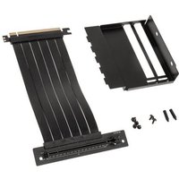 Black Kolink vertical GPU mounting kit with PCIe riser cable, bracket, and screws.