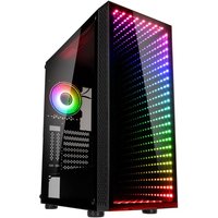 Kolink Void Rift Midi Tower Black with RGB infinity mirror front panel and side tempered glass window.