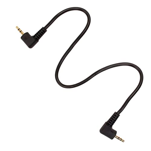 Black 2.5mm to 2.5mm LANC remote cable with right-angle connectors on both ends, featuring a flexible, durable design for easy connectivity.